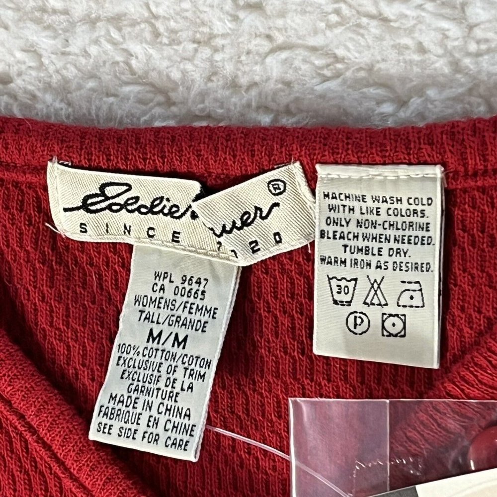 Vintage Eddie Bauer Women's Cotton One Piece Base layer Pajamas Medium Tall Red - Picture 4 of 9
